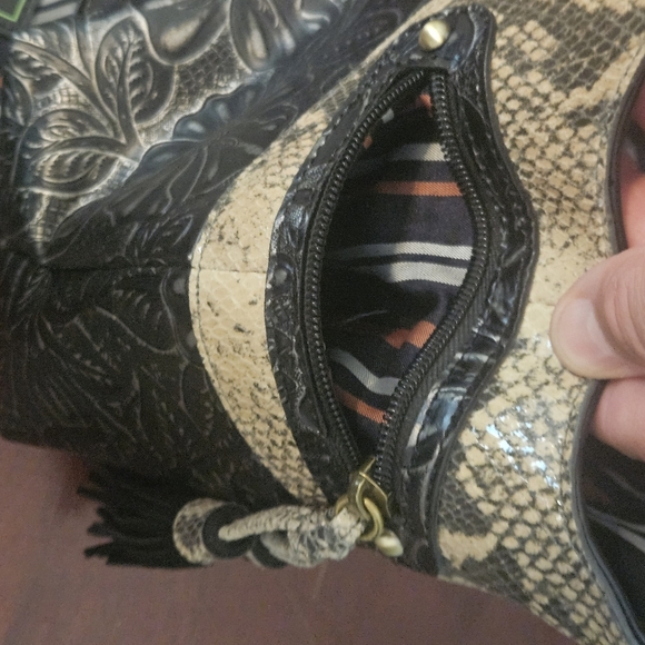 Sharif Studio Tooled Leather Earth Tone Shoulder Bag Purse - Picture 10 of 12